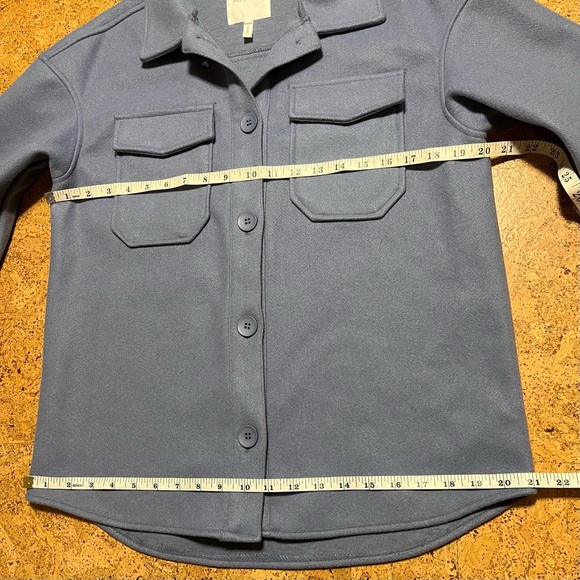 Avec Les Filles Blue Button Down Shirt Jacket Shacket Sz S - Picture 11 of 13